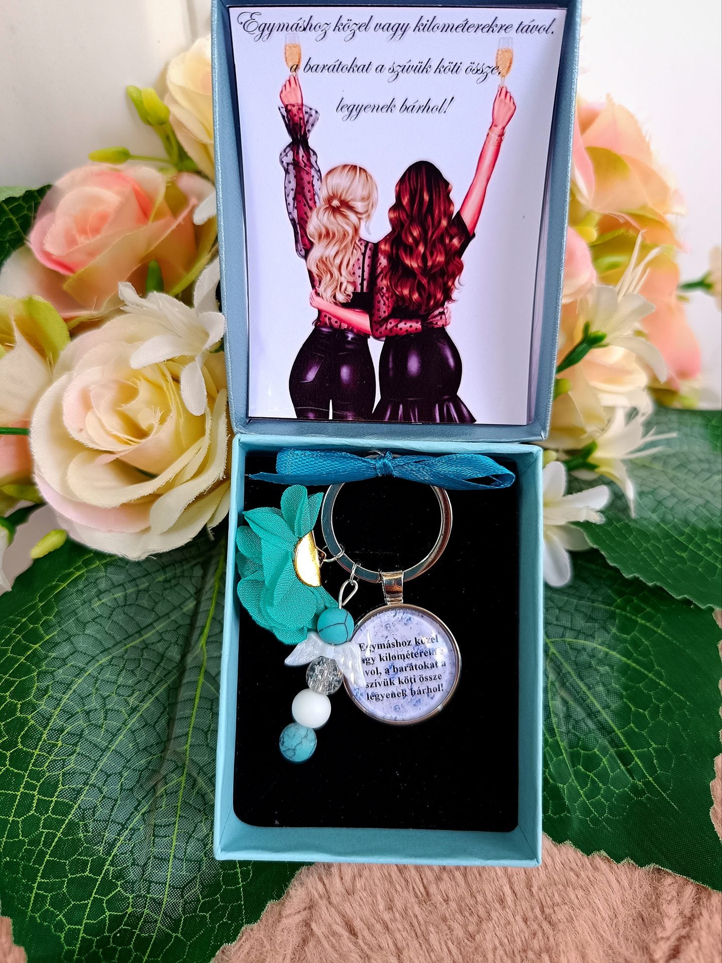 Barátság kulcstartó türkiz II